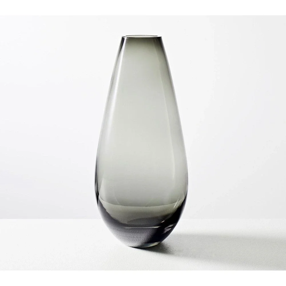 West Elm Matte Dark Smoke Glass Vase 10